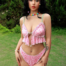 Eraneu Conjunto de ropa interior para mujeres con estampado de malla (sin alambre, con braguitas triangulares)