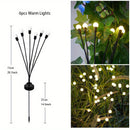6/8/10 Luces solares para césped, luces de globo de luciérnaga impulsadas por viento LED, luces de decoración para jardín de vacaciones