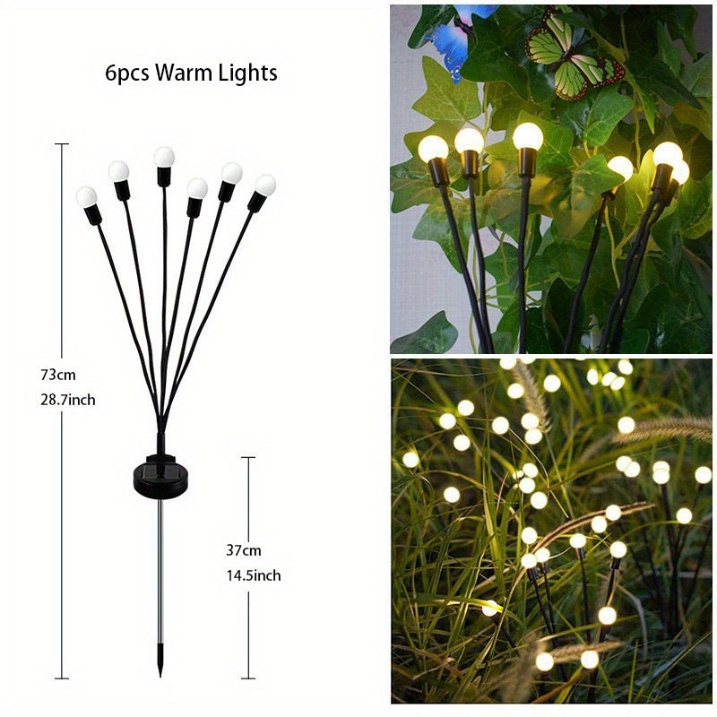 6/8/10 Luces solares para césped, luces de globo de luciérnaga impulsadas por viento LED, luces de decoración para jardín de vacaciones