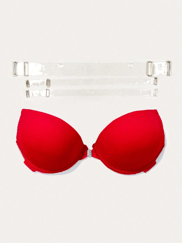 1 pieza Sujetador invisible para mujer con cierre delantero de diamantes, espalda abierta y hombro, realce, sexy para vestido de fiesta o baile de graduacion
