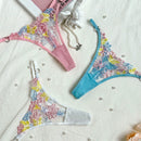 3 piezas conjunto de tangas sexys de tiro bajo bordados dulces
