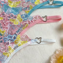3 piezas conjunto de tangas sexys de tiro bajo bordados dulces