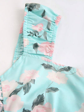 MOD Camisa diaria sencilla para mujer con estampado floral y lazo delantero