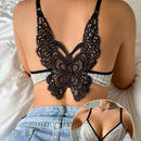 Sujetador triangular bralette para mujeres con copas suaves, bordado de mariposas, espalda de nadador y soporte sin alambre