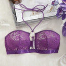 Sujetador elegante hueco de encaje sexy con cuello halter para mujeres