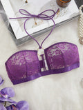 Sujetador elegante hueco de encaje sexy con cuello halter para mujeres