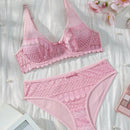 Conjunto de sujetador con aro y encaje para mujer con dulce decoracion de lazo