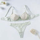 Conjunto de lenceria romantico para damas con encaje y soporte con bloques de color