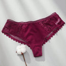 3 piezas/set tanga sexy de cintura baja con encaje calado en contraste ropa interior