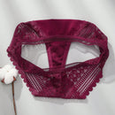 3 piezas/set tanga sexy de cintura baja con encaje calado en contraste ropa interior
