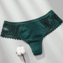 3 piezas/set tanga sexy de cintura baja con encaje calado en contraste ropa interior