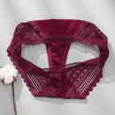 3 piezas/set tanga sexy de cintura baja con encaje calado en contraste ropa interior