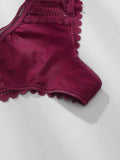 3 piezas/set tanga sexy de cintura baja con encaje calado en contraste ropa interior