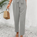 Frenchy pantalones regulares simples y lisos para mujeres para la vida diaria con cinturon