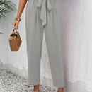 Frenchy pantalones regulares simples y lisos para mujeres para la vida diaria con cinturon