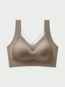 NEW 1 pieza Sujetador push-up para mujer, invisible con soporte lateral y elevacion, anti-caida y suave para la espalda, estilo superior