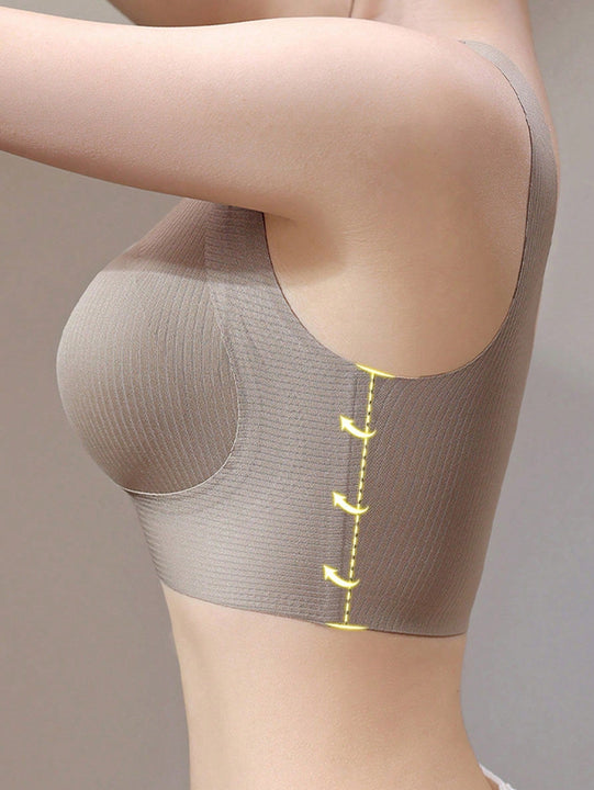 NEW 1 pieza Sujetador push-up para mujer, invisible con soporte lateral y elevacion, anti-caida y suave para la espalda, estilo superior