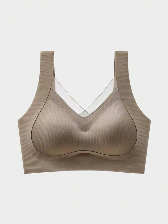 NEW 1 pieza Sujetador push-up para mujer, invisible con soporte lateral y elevacion, anti-caida y suave para la espalda, estilo superior