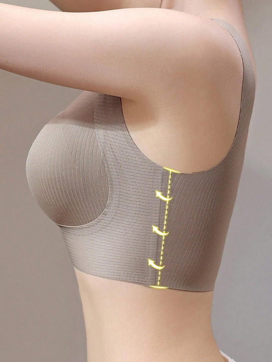 NEW 1 pieza Sujetador push-up para mujer, invisible con soporte lateral y elevacion, anti-caida y suave para la espalda, estilo superior
