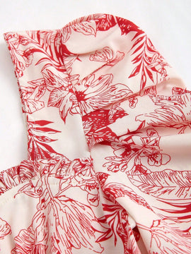 MOD Camisa de mujer con estilo vintage y diseno plisado con estampado