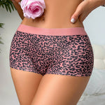 Tangas sexy de estampado de leopardo de bloque de color con banda de cintura contrastante