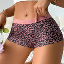 Tangas sexy de estampado de leopardo de bloque de color con banda de cintura contrastante