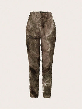 ICON Pantalones largos casuales y diarios para mujer con estampado aleatorio (corte al azar)