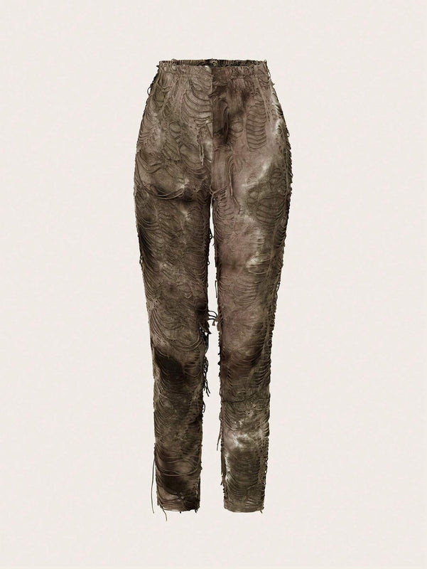 ICON Pantalones largos casuales y diarios para mujer con estampado aleatorio (corte al azar)