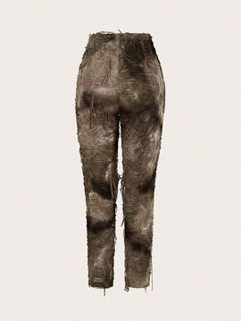 ICON Pantalones largos casuales y diarios para mujer con estampado aleatorio (corte al azar)