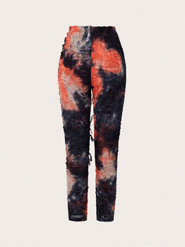 ICON Pantalones de cintura alta de moda para mujer con diseno de corte y plisado aleatorio