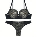 Conjunto sexy de bra y bragas para mujer de encaje transparente, copa B