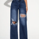 Tall Jeans de pierna ancha sueltos y casuales para mujer con detalles rasgados y bolsillos para uso diario y viajes