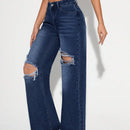 Tall Jeans de pierna ancha sueltos y casuales para mujer con detalles rasgados y bolsillos para uso diario y viajes