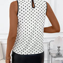 Clasi Camisa de mujer con encaje de moda en color blanco con lunares y diseno de bloques de color