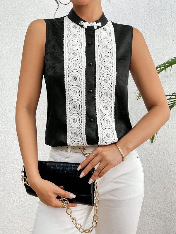 Frenchy Camisa Premium de Jacquard con botones y sensacion de diseno