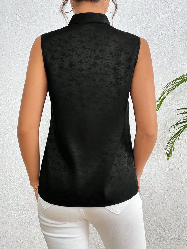 Frenchy Camisa Premium de Jacquard con botones y sensacion de diseno