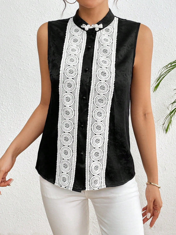 Frenchy Camisa Premium de Jacquard con botones y sensacion de diseno