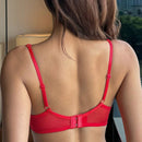DAZY Sujetador sexy para mujer con cruz de malla jacquard transparente sin almohadillas para realzar el busto