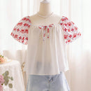 WYWH Camisa blanca casual para mujer con bordado y mangas con volantes de hoja de loto de WYWH Holiday
