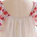 WYWH Camisa blanca casual para mujer con bordado y mangas con volantes de hoja de loto de WYWH Holiday