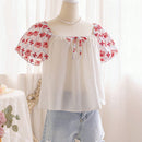 WYWH Camisa blanca casual para mujer con bordado y mangas con volantes de hoja de loto de WYWH Holiday