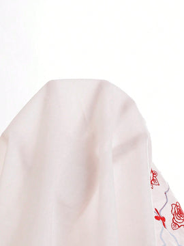 WYWH Camisa blanca casual para mujer con bordado y mangas con volantes de hoja de loto de WYWH Holiday