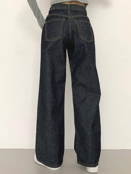DAZY Pantalones Jeans informales de mujer de pierna ancha y corte holgado con bolsillos