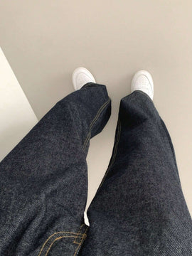 DAZY Pantalones Jeans informales de mujer de pierna ancha y corte holgado con bolsillos