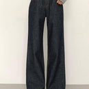DAZY Pantalones Jeans informales de mujer de pierna ancha y corte holgado con bolsillos
