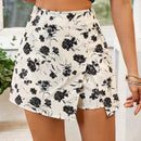 VCAY Falda lapiz de cintura alta para mujer con estampado floral y abertura, perfecta para vacaciones