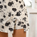 VCAY Falda lapiz de cintura alta para mujer con estampado floral y abertura, perfecta para vacaciones