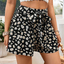 VCAY Shorts anchos de pierna con lazo y estampado floral pequeno