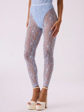 MUSERA Leggins transparentes de encaje floral