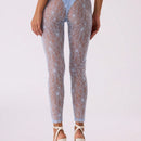 MUSERA Leggins transparentes de encaje floral